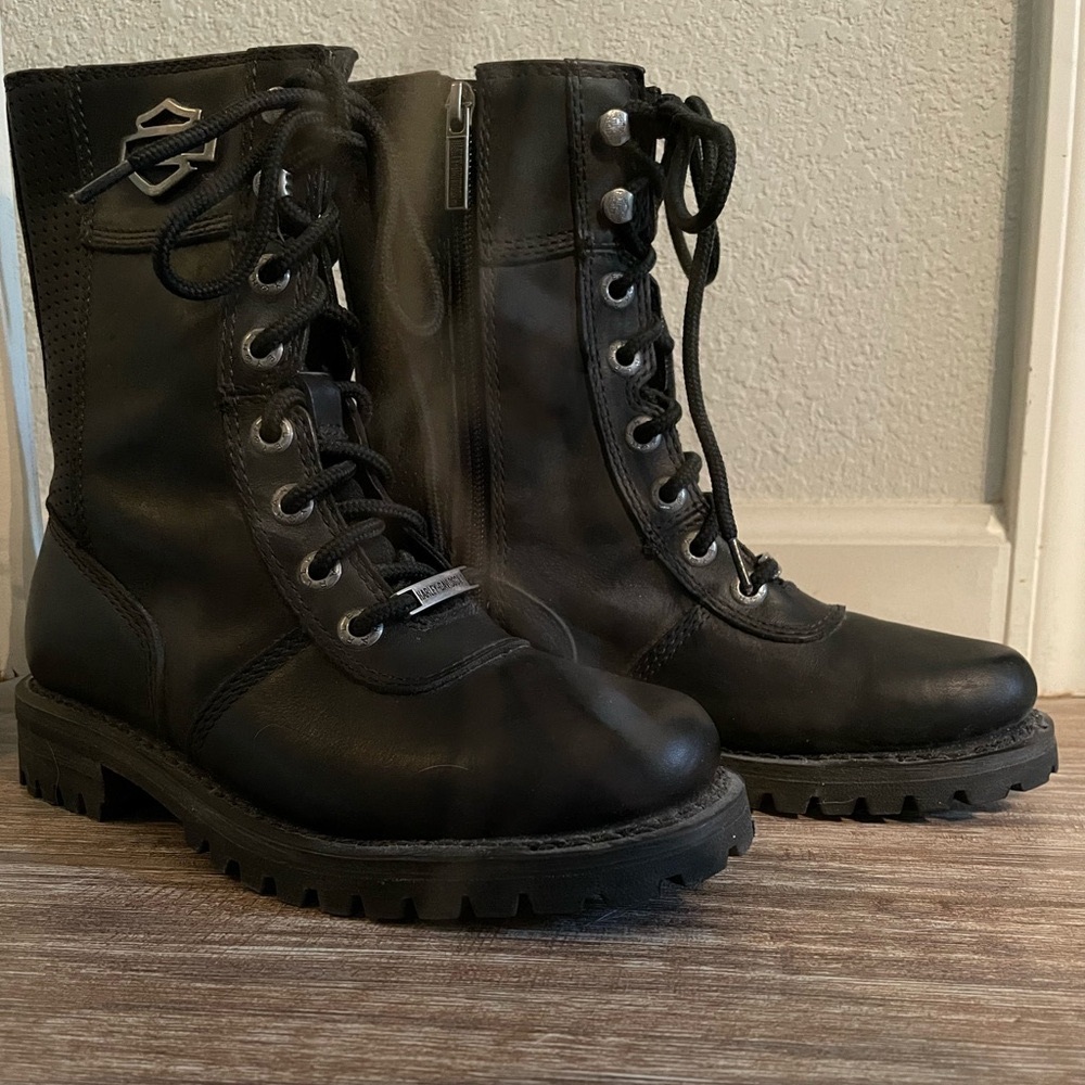 HARLEY DAVIDSON Women's Genuine Leather boots Black Size 6 - Used